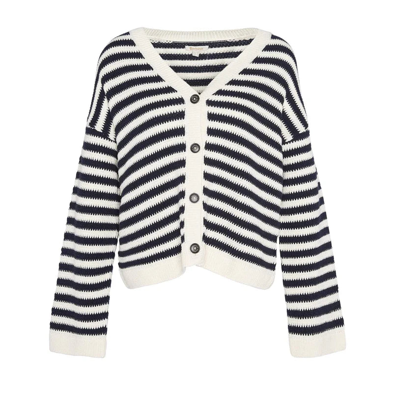Barbour Sandgate Knitted Cardigan Navy/White Stripe (Womens)