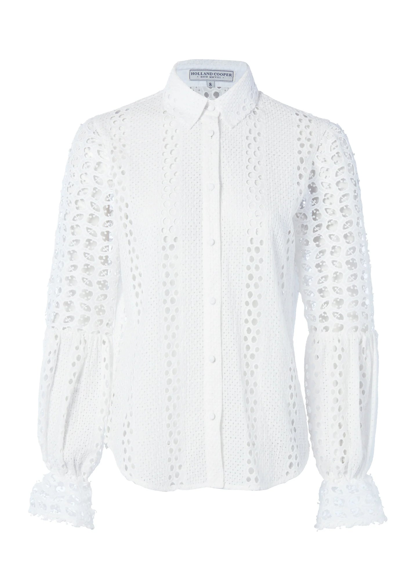 Holland Cooper Broderie Lace Shirt White (Womens)