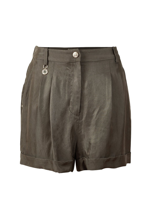 Holland Cooper Pleated Safari Shorts Misty Khaki (Womens)