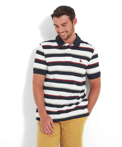 Schoffel St Ives Tailored Polo Shirt Navy/ Bordeaux Stripe (Mens)
