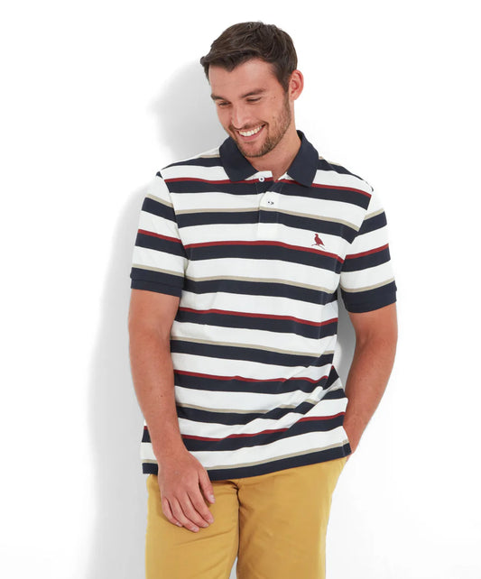 Schoffel St Ives Tailored Polo Shirt Navy/ Bordeaux Stripe (Mens)