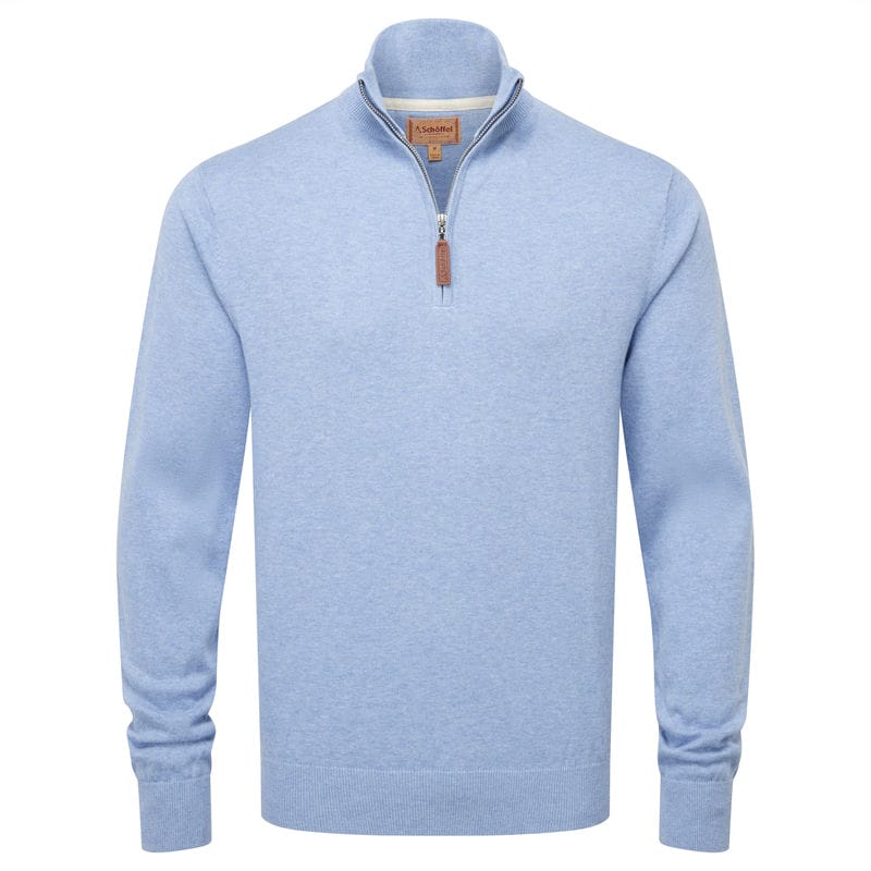 Schoffel Porthmeor Pima Cotton 1/4 Zip Jumper Sky Blue (Mens)
