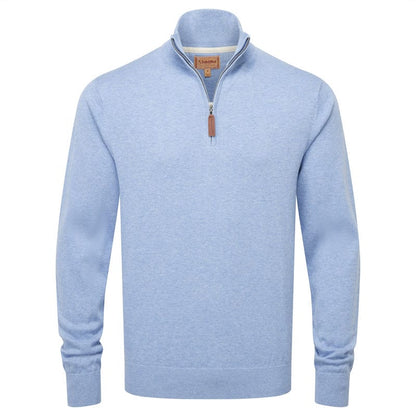 Schoffel Porthmeor Pima Cotton 1/4 Zip Jumper Sky Blue (Mens)