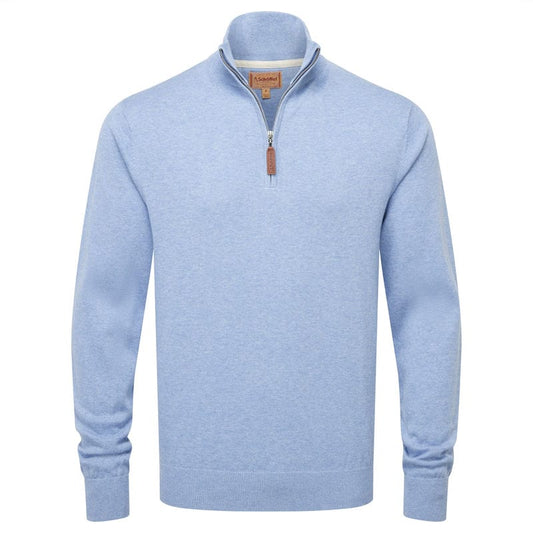 Schoffel Porthmeor Pima Cotton 1/4 Zip Jumper Sky Blue (Mens)