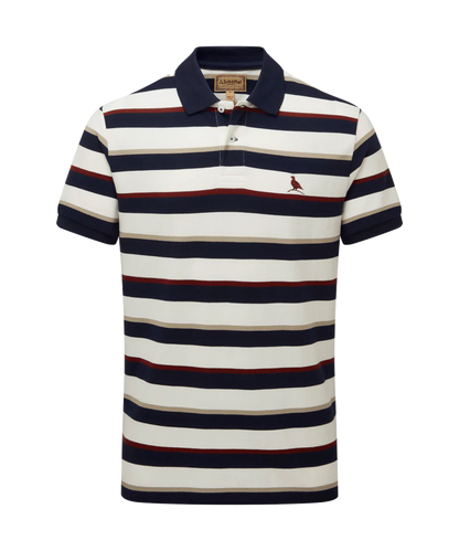Schoffel St Ives Tailored Polo Shirt Navy/ Bordeaux Stripe (Mens)