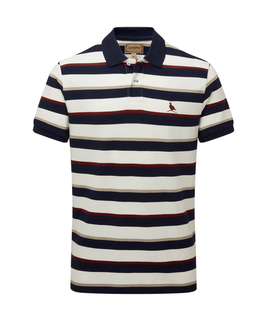 Schoffel St Ives Tailored Polo Shirt Navy/ Bordeaux Stripe (Mens)