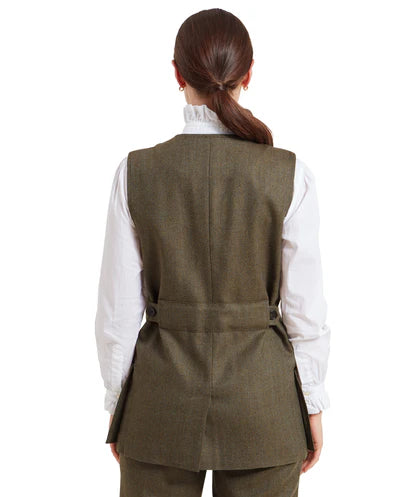 Schoffel Tweed Shooting Vest Loden Green Herringbone Tweed (Womens)
