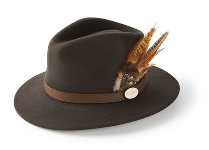 (Hicks & Brown) Suffolk Fedora Hat (Bronze Feather) (Women's)